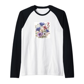 Lisianthus Bouquet Floral Pastel Colors Graphic Raglan Baseball Tee