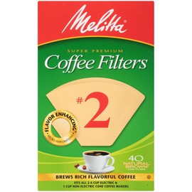 Melitta no 2 Cone Coffee Filters, Natural Brown, 40 Count