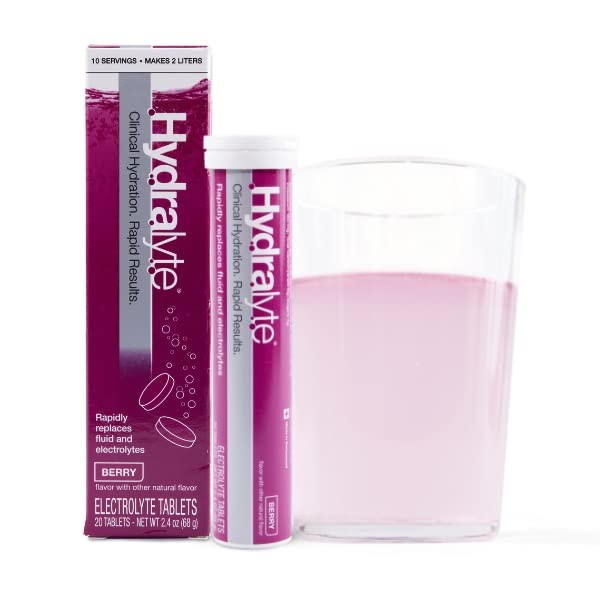 Hydralyte Electrolyte Tablets | Berry Electrolytes | Perfect for Bachelorette Parties, Workout Essential and A Travel Essential for Daily Hydration Needs | (10 Servings, 20 Electrolyte Tablets)