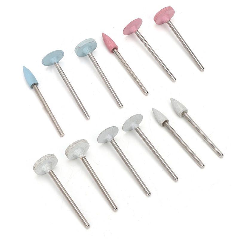 12Pcs/Set Dental Polisher Drill Grinding Head Kit Porcelain Teeth Tool