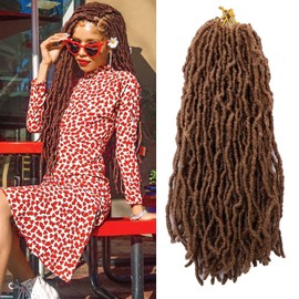 Faux Locs 18 Inch Crochet Hair New Soft Locs 6 Packs/Lot Curly Wavy Pre-Looped Faux Locs Goddess Synthetic Fiber Hair Extensions