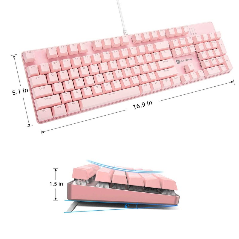 Merdia Mechanical Keyboard Gaming Keyboard | Red Switch Pink Backlit