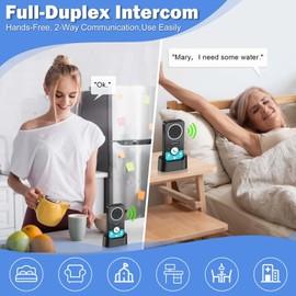 UHAXZ Intercoms Wireless for Home, Hands-Free Wireless Intercom, Long Range, 8 Volume Levels, 4 Chime Full Duplex 2 Way Intercoms System for House, Business(3 Intercoms Black)