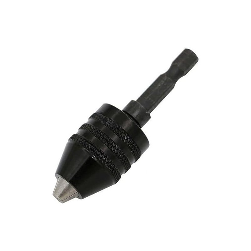 Black 1/4 Inch 0.3-6.5mm Hex Shank Keyless Drill Chuck Quick