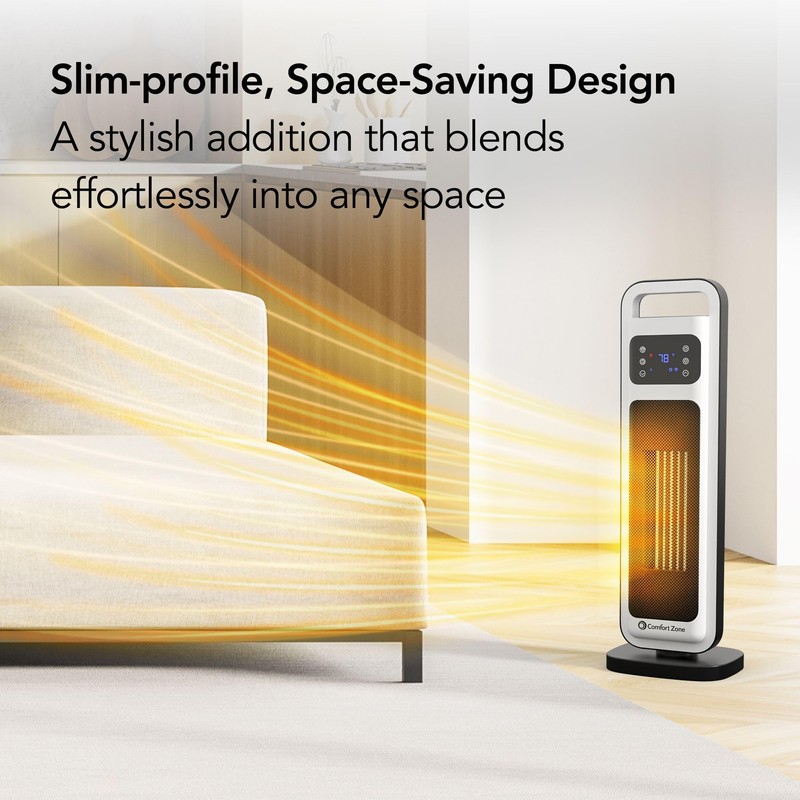 Comfort Zone 26-Inch 1500W Tower Space Heater for Indoor Use,