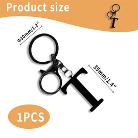 ORUZA Letter Keyring Alphabet Initial Keychain, Black Metal Letter Key Ring for Women Men Handbag Wallet Purses (T)