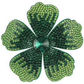 Mecool 2.95" Flower Hair Clip for Weddings Party Created Crystal Brooch Corsage Hair for Women | Flower Hair Jewellery Barrette Hair Decorations for Women Accessories-Green