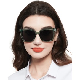 MARE AZZURO Oversized Reader Sunglasses 2.25 Women Fashion Sun Reading Glasses 100 125 150 175 200 225 250 275 300 350 400 (Green, 2.25)