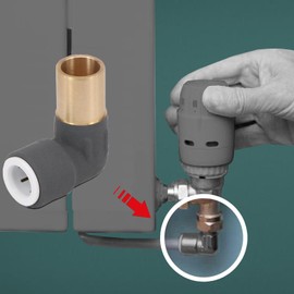 SPARES2GO 15mm x 10mm Push Fit Radiator Valve Anthracite Reducing Elbow Stem Compression