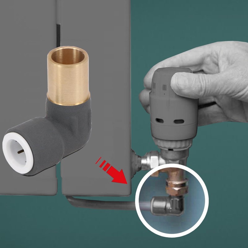 SPARES2GO 15mm x 10mm Push Fit Radiator Valve Anthracite Reducing