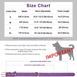 HSIGIO Padded Leather Dog Collar, Soft Breathable Adjustable Waterproof Dog Collar Leather with Durable Metal Buckle for Small Medium and Large Dogs (Medium, Purple)