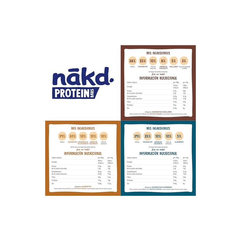 Nākd. Protein Pack Multisabores | Barritas Raw | 12 x