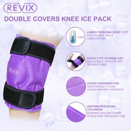 REVIX Gel Knee Cooling Pads Cool Pack, Cold Compresses for Knee Injuries, Swelling, Sports Injuries, Pain Relief, Knee Replacement Surgery, Purple