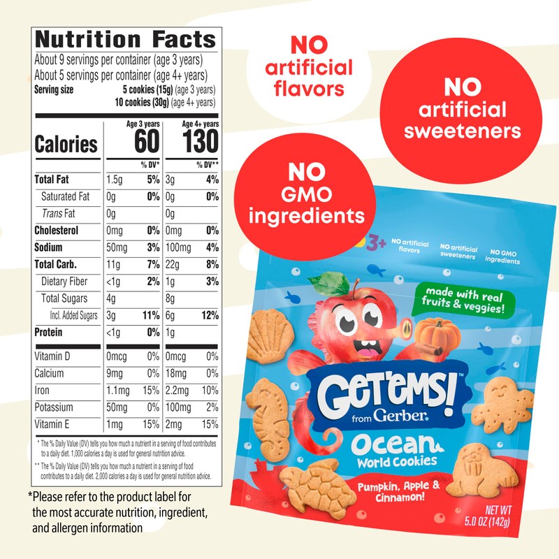 Get'ems! from Gerber Pumpkin, Apple & Cinnamon Ocean World Cookies,