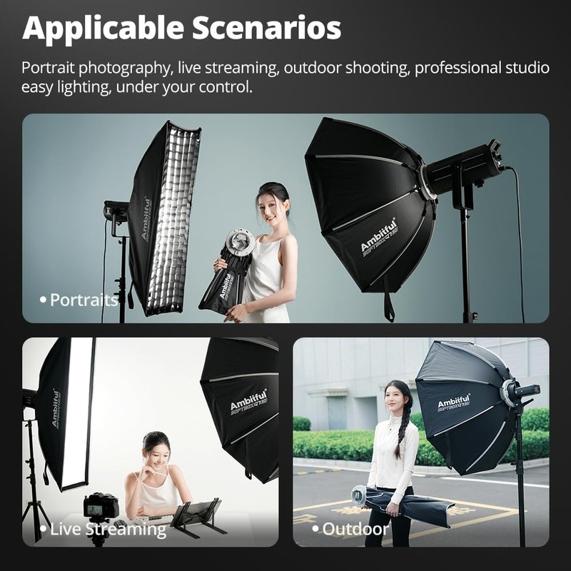AMBITFUL 35" / 90cm Octagonal Softbox Quick Release with Bowens