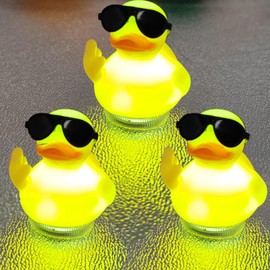 AKLOPE Light Up Duck Plugs, 7 Colors Car LED Lights, Duck Holder, 3 Pcs Rubber Ducks, Car Dashboard Decorations, Black Plastic Duck Plug Holders (6 Pcs)