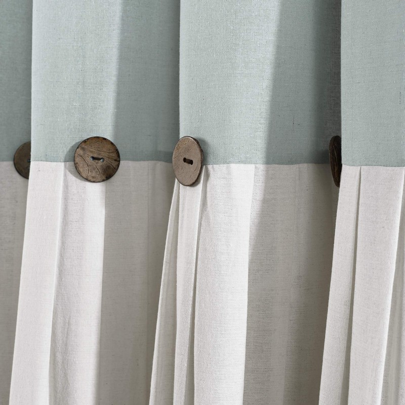 Lush Decor Linen Button Shower Curtain, 72" x 72", Blue