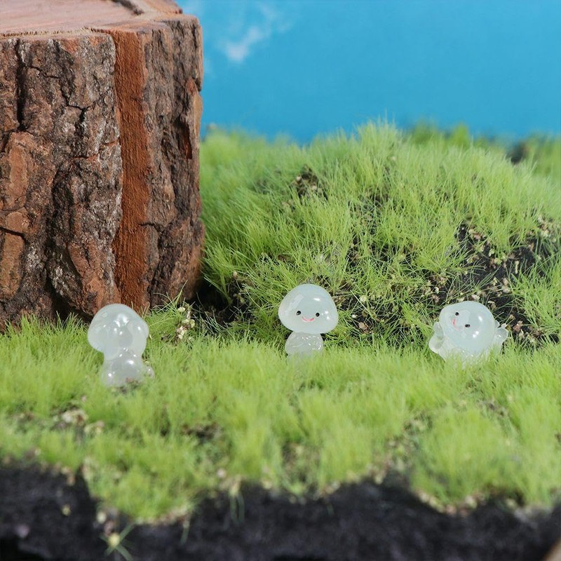 Vctitil 6Pcs Glow in Dark Cartoon Small People Figurines Luminous