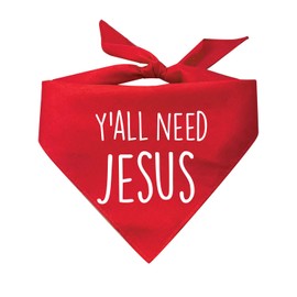 Y'all Need Jesus Religious Printed Dog Bandana (Assorted Colors)