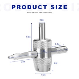 ZNDAW 4-Way Valve Core Tool, 4-in-1 Tire Valve Core Remover Tool Valve Stem Puller, Multifunctional Tyre Valve Core Wrench Removal Tool for Car Motorcycle Bicycle, Tire Repair Tool
