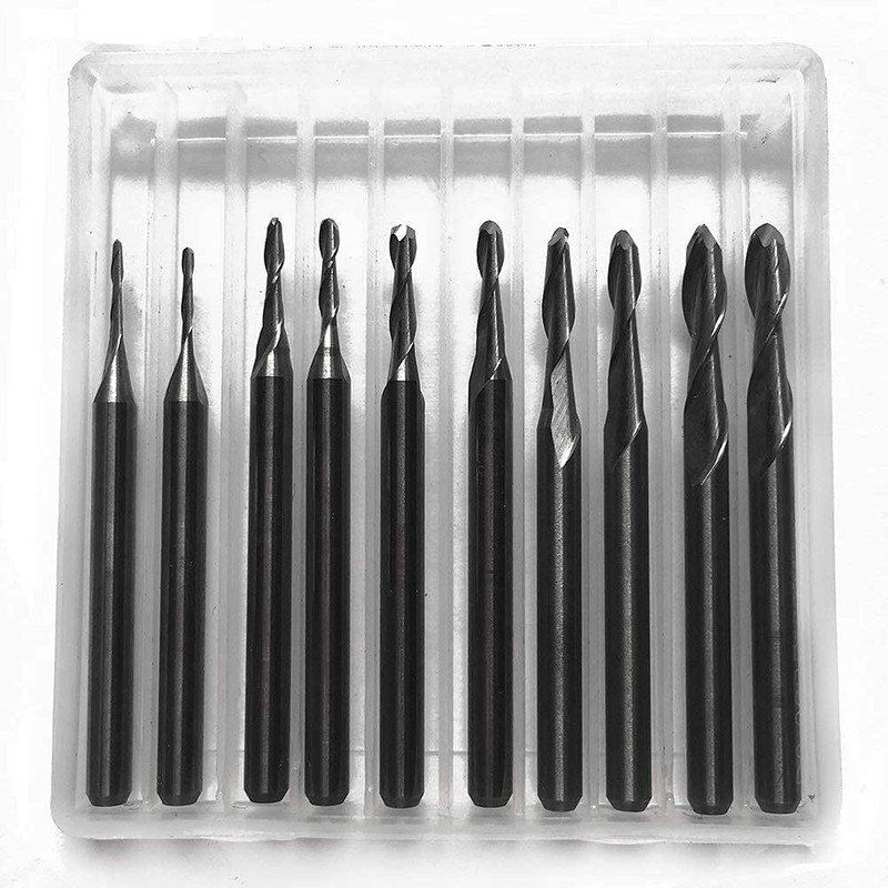 10PCS Ball Nose Twist End Mill Carbide End Mill Set