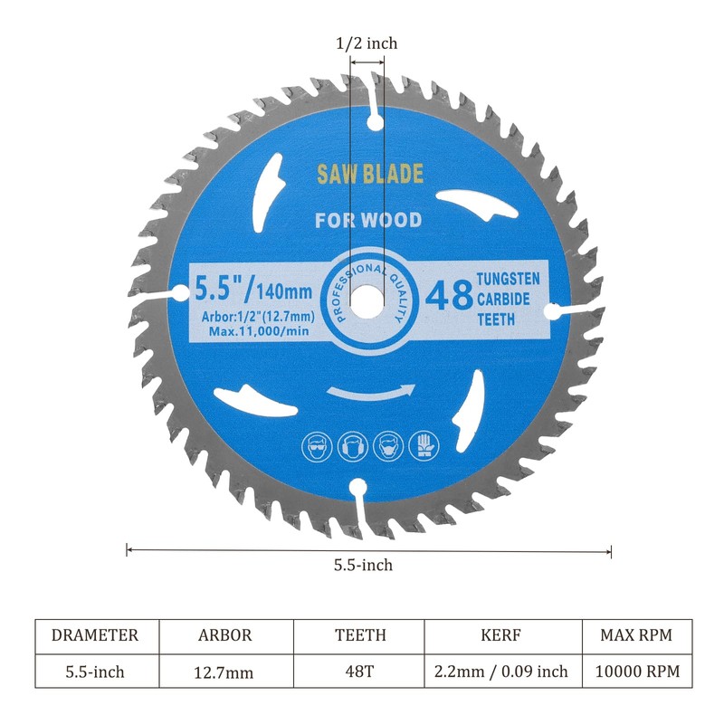 Kozelo Circular Saw Blade - [5-1/2-inch x 48 Teeth x