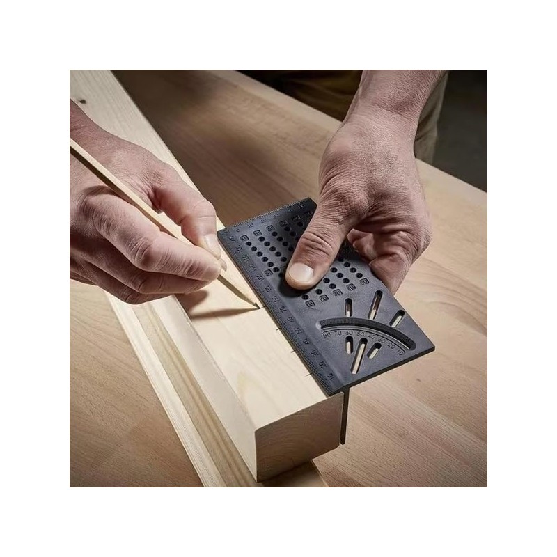 zmart Carpentry Right Angle Gauge, 45 Degree Mark Line, T-Shape,