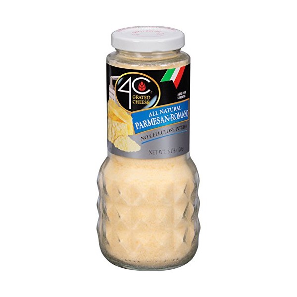 4C Premium Grated Cheese | All Natural, No Preservatives | Assorted Italian Flavors 6oz-8oz (Parmesan Romano, 3pk-Glass)