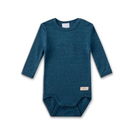 Sanetta Long Sleeve Bodysuit Blue Made of Merino Wool and Silk | High-Quality and Sustainable Bodysuit for Girls and Boys Made of Wool/Silk Mix Baby Bodysuit, blue