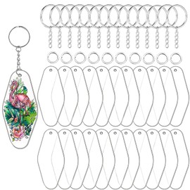 90pcs Clear Acrylic Keychain Vinyl Kit, Including 30pcs Cow Ear Tag Shape Acrylic Blanks Boards, 30pcs Keychain Rings and 30pcs Jump Rings for Cricut DIY Vinyl Crafting Ornaments Making
