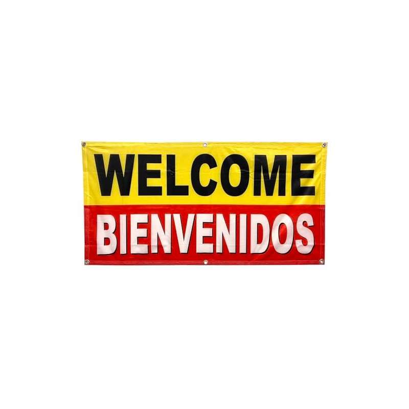 Generic 4LessCo 2x4 Feet WELCOME BIENVENIDOS Banner Sign Fabric Polyester