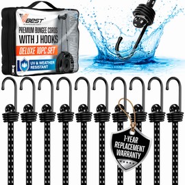 VBEST Heavy Duty Bungee Cords with Hooks - 10 Piece 18 Inch Bungie Cords Set