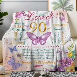 Throw Blanket, 50"X60" - 90th Birthday Gift for Women Ideas for Mom, Friend, Wife, Sister