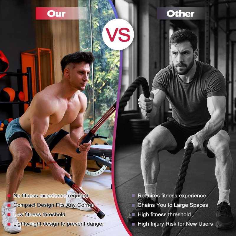 Upgraded Ropeless Battle Ropes for Home Gym,Four Adjustable Weight 1.7-2.8