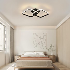 DELIPOP Modern Ceiling Light, 40W Sqaure LED Ceiling 3000k/4500k/6500k 3 Color Temperatures Adjusted 25 Inch Flush Mount Ceiling Light for Hallway Bedroom Bathroom Living Room