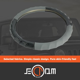 JECTAM Steering Wheel Cover for Jeep Wrangler, Car Steering Wheel Cover Universal Padded Soft Grip Non-Slip Breathable 14 1/2 to 15 inch for Jeep Accessories… (Grey)