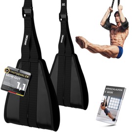 NEOLYMP Bauchmuskelschlaufen - Premium Armschlaufen mit Edelstahl-Haken, gepolstert & höhenverstellbar, Bauch Trainingsgerät bis 250 kg belastbar – Ab Straps (Armschlaufen | Anthrazit)