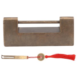 Spacing 4.4cm Decorative Vintage Lock Key Antique Brass Chinese Padlock for Small Wooden Box Furniture Cabinets Chest