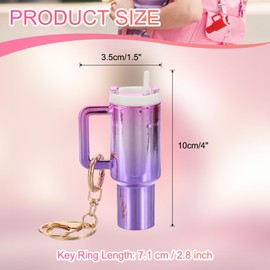 PATIKIL Mini Cup Keychain, Lip Balm Holder Mini Tumbler Key Chain Cute Decor Keychain Charm for Backpack Handbag Purse, Gradient-Pink Purple