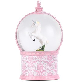 Unicorn Musical Snow Globe, 7.1 Inch Lighted Christmas Snow Globes with Swirling Glitter, Battery Operated & USB Powered Music Box Valentines Day Gifts for Girls, Women