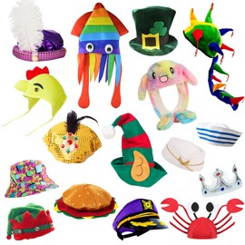 POPCIEL 12 Assorted Funny Hats Crazy Party Hat for Adult Teen, Photo Booth Props Dress Up Costume Accessories