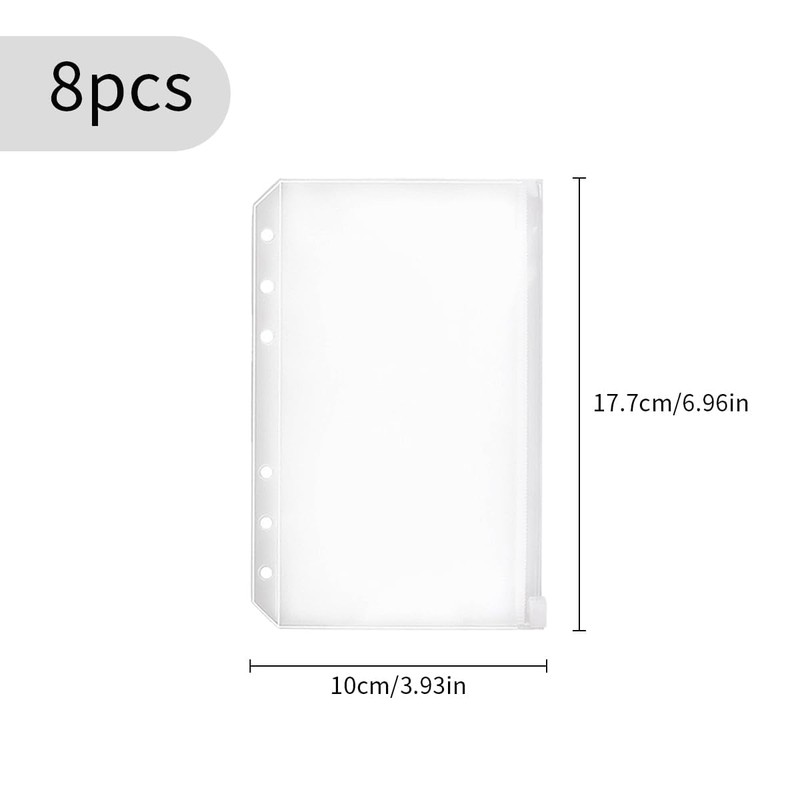 Luckious 8 Pcs A6 Size Plastic Zip Binder Pouch, 6