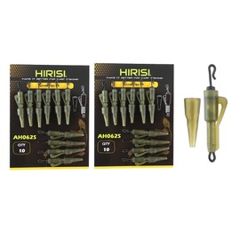 Hirisi Tackle Set of 20 Carp Fishing Quick Change Hybrid Leader Clips with Tail Rubber Cone Anti Tangle Sleeve Fishing Accessories