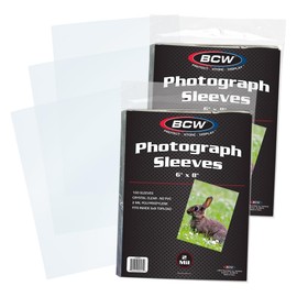 BCW 6x8 Photo Sleeves - 200 Pack | Archival Photo Sleeves for Art, Postcards & Photos | Acid-Free, No PVC | Archival Quality for Storage & Display