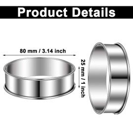 Boao 16 Pieces English Muffin Rings Crumpet Rings Double Rolled Tart Rings Stainless Steel Muffin Rings Round Muffin Tart Ring Molds for Home Baking (3 Inch)