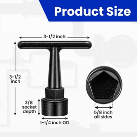 Enhon Curb Box Wrench for Pentagon Curb Boxes, Water Meter Wrench for Penta Socket, T Handle Penta Tool, Water Valve Shut Off Tool(2 Pack,Black)