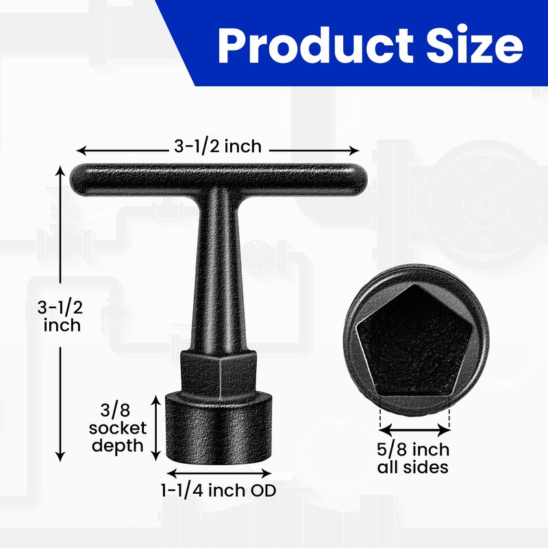 Enhon Curb Box Wrench for Pentagon Curb Boxes, Water Meter