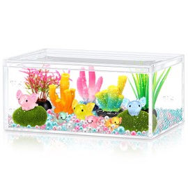 HyDren Axolotl Crafts DIY Tank Glow in The Dark Mini Axolotl Figures Gift for Home Sea Themed Birthday Party Decorations (Vivid)