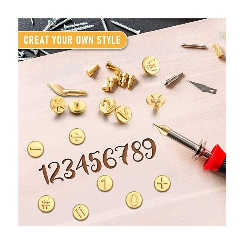 56Pieces Wood Burning Tips Number Symbol Wood Burning Tip Set