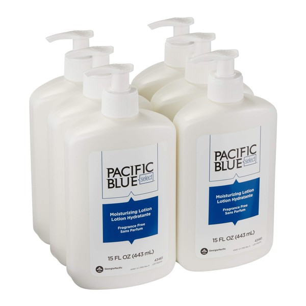 Pacific Blue Select Countertop Moisturizing Lotion By GP PRO (Georgia-Pacific), Unscented, 43461, 443 ML Per Bottle, 6 Bottles Per Case